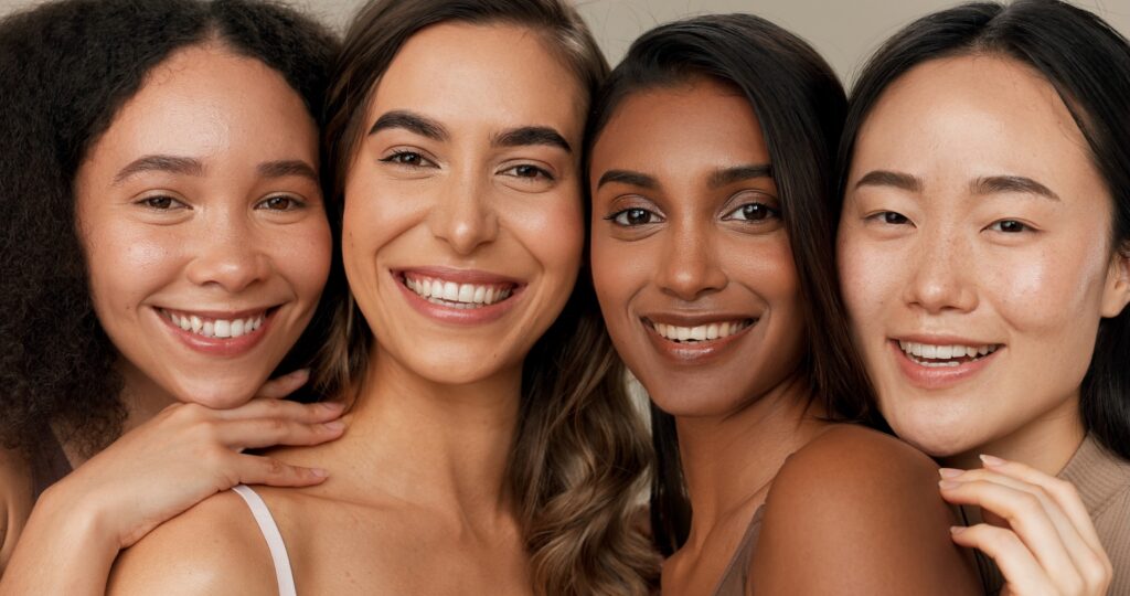 beautiful women of different races. glutathione skin glow